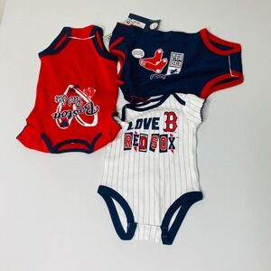 MLB Boston Red Sox Bodysuit Set Red Blue White NWT 3-Piece Baby Girls 3-6M